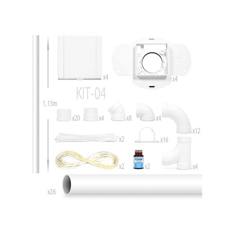 kit aspiration centralisée nadair Kit 4 Prises Européennes + 26 x 1.15m tube kit aspiration centralisée nadair Kit 4 Prises Européennes + 26 x 1.15m tube