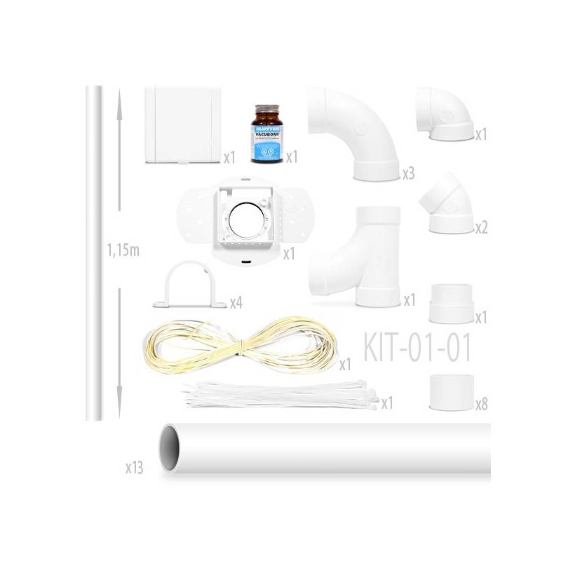 kit aspiration centralisée nadair Kit 1 Prise Européenne + 13 x1.15m tube kit aspiration centralisée nadair Kit 1 Prise Européenne + 13 x1.15m tube