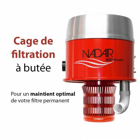 Aspirateur centralisé avec cage de filtration a butée