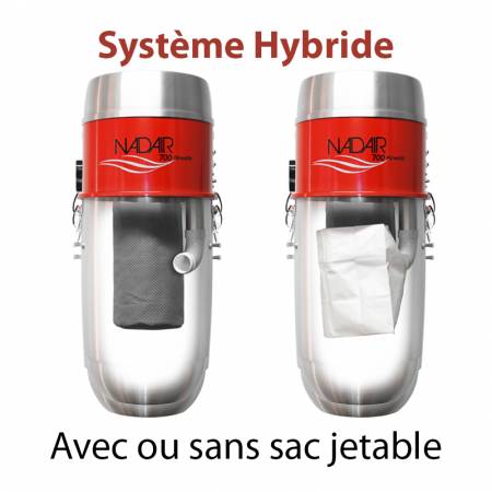 Système hybride, aspirateur centralisé NADAIR 700 32L avec ou sans sac jetable