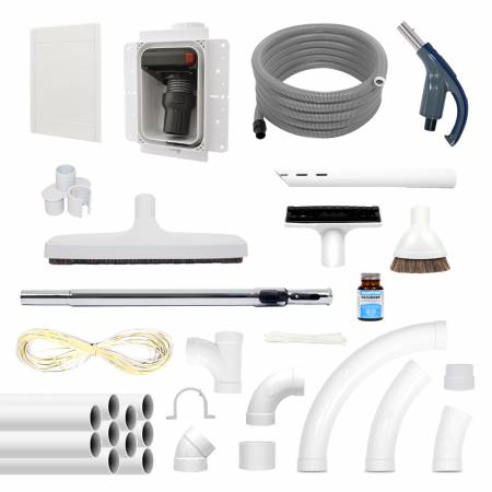 Pack pour aspirateur centralisé RETRAFLEX complet avec réseau de canalisation, flexible et accessoires